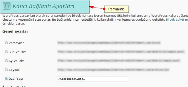 Wordpress Blogları İçin Kalıcı Bağlantı(Permalink) Seçimi