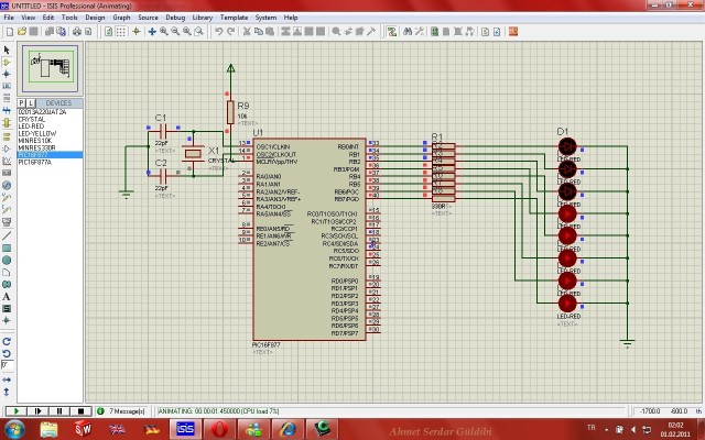 520-A-1 16F877 Led Toggle Uygulaması